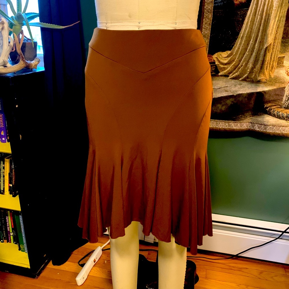XOXO Collection Made in the USA Chocolate Knee Length Mermaid Skirt Flattering